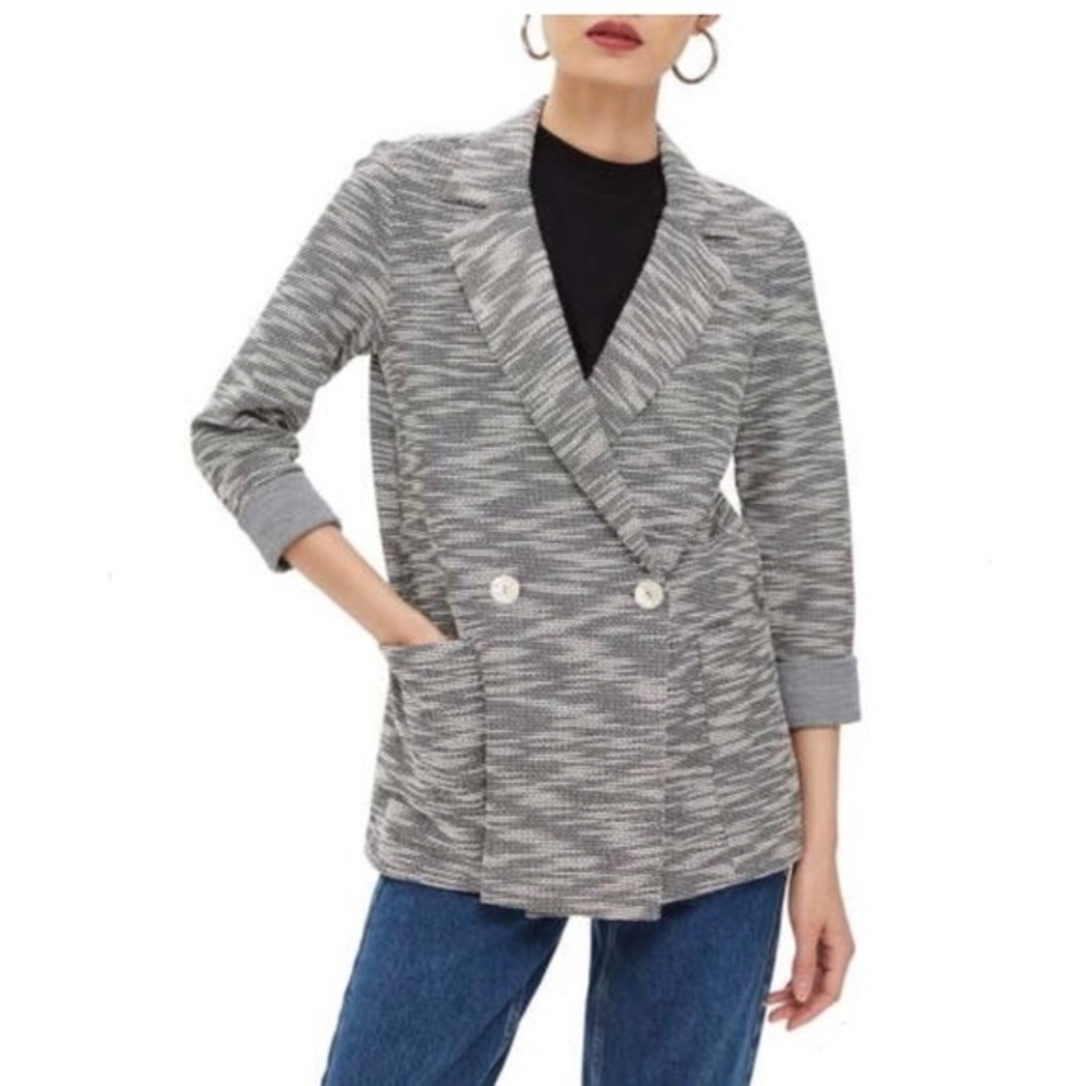 TOPSHOP Boucle Button Jacket Gray Size 10, NWT